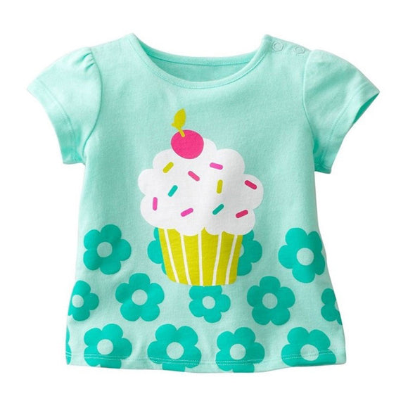 Playera de Algodón de Manga Corta para Niñas