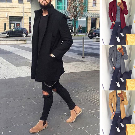 Chaqueta Cortavientos Larga Estilo Europeo para Hombre - Image 9