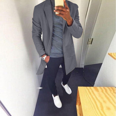 Chaqueta Cortavientos Larga Estilo Europeo para Hombre - Image 4