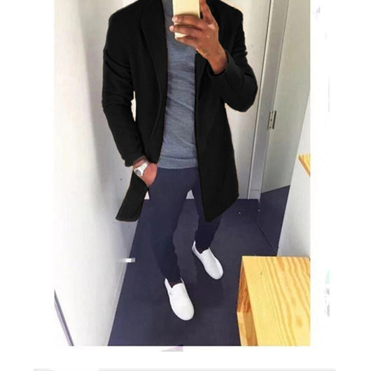 Chaqueta Cortavientos Larga Estilo Europeo para Hombre - Image 2