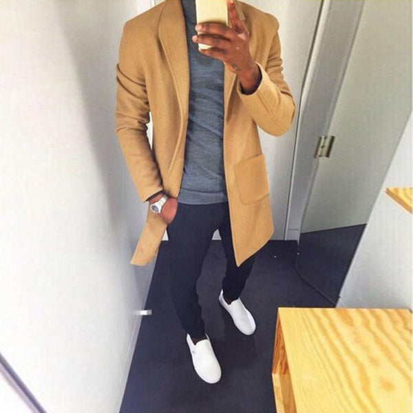 Chaqueta Cortavientos Larga Estilo Europeo para Hombre