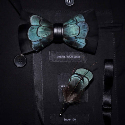 Traje de Novio Premium con Pajarita de Plumas Elegante - Image 5