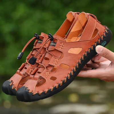 Sandalias Baotou de Cuero Transpirable para Hombre - Calzado de Playa Versátil Verano - Image 9