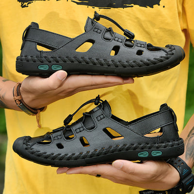 Sandalias Baotou de Cuero Transpirable para Hombre - Calzado de Playa Versátil Verano - Image 10