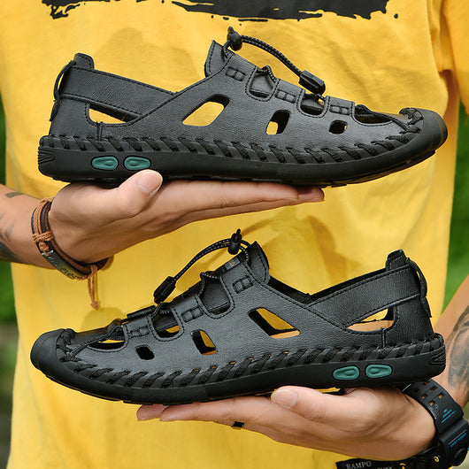 Sandalias Baotou de Cuero Transpirable para Hombre - Calzado de Playa Versátil Verano - Image 10