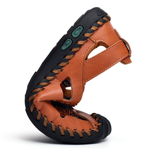 Sandalias Baotou de Cuero Transpirable para Hombre - Calzado de Playa Versátil Verano - Image 12