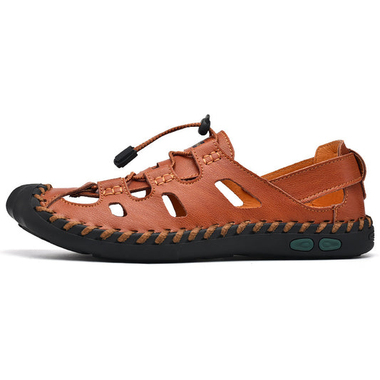 Sandalias Baotou de Cuero Transpirable para Hombre - Calzado de Playa Versátil Verano - Image 2