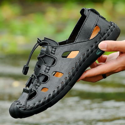 Sandalias Baotou de Cuero Transpirable para Hombre - Calzado de Playa Versátil Verano - Image 4