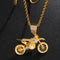 Dije Motociclista Hip Hop Chapado en Oro con Circonitas
