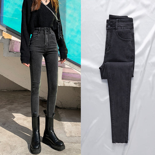 Pantalones Skinny Gris Ahumado Con Puños Ajustados Y Forro Polar - Image 11