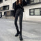 Pantalones Skinny Gris Ahumado Con Puños Ajustados Y Forro Polar