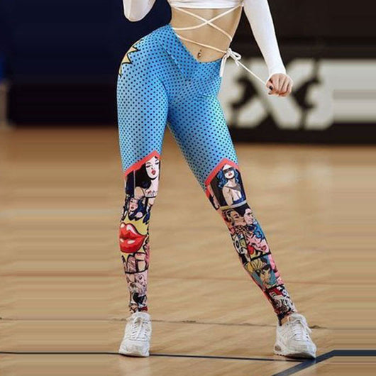 Leggins de Cintura Alta con Estampado de Dibujos Animados para Mujer - Image 3