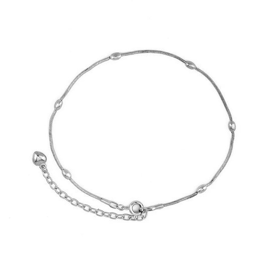 Pulsera Tobillera Mujer Corazón Melocotón y Estrella de Cinco Puntas