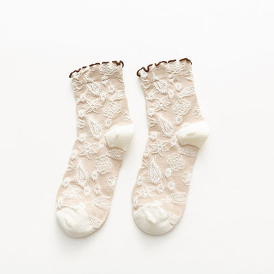 Calcetines Retro Japoneses de Encaje Media Caña para Otoño e Invierno - Image 12