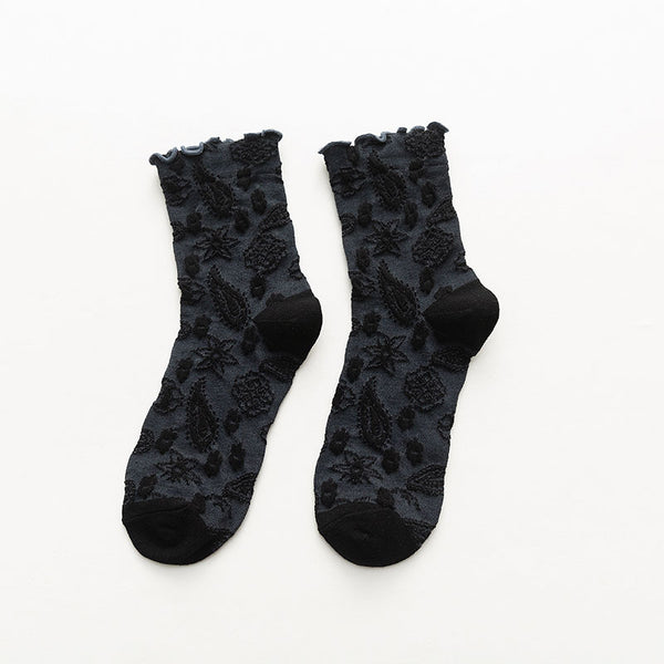 Calcetines Retro Japoneses de Encaje Media Caña para Otoño e Invierno - Image 3