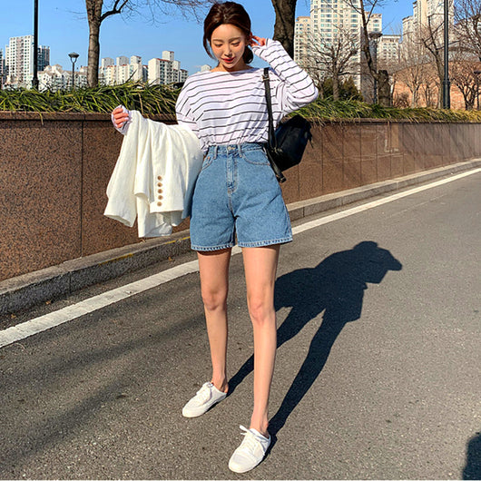 Short Denim Slim Cintura Alta - Image 9