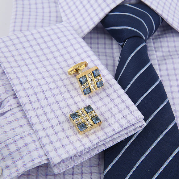 Gemelos de Cristal Azul Francés para Hombre de Negocios