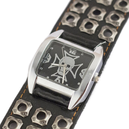 Reloj Pulsera Punk Calavera Plateada para Hombre - Image 2