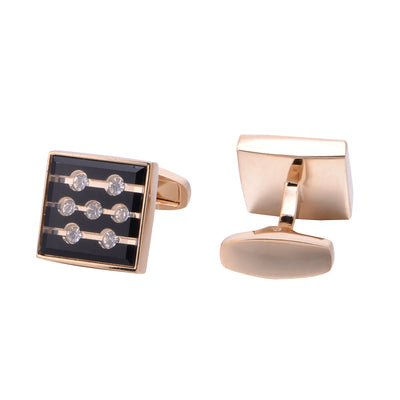 Mancuernillas de Oro Rosado con Diamantes - Diseño Elegante y Minimalista - Image 6