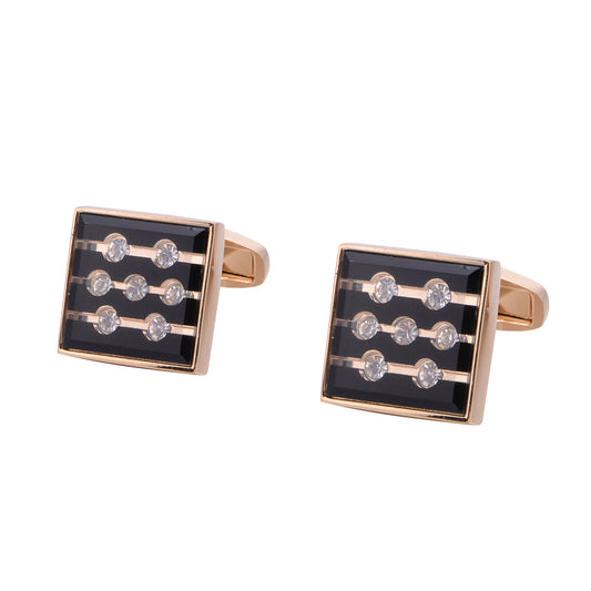 Mancuernillas de Oro Rosado con Diamantes - Diseño Elegante y Minimalista - Image 2