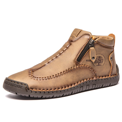 Zapatos de Cuero Casuales para Hombre - Talla Grande, Costura Artesanal y Cierre de Cremallera - Image 4