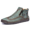 Zapatos de Cuero Casuales para Hombre - Talla Grande, Costura Artesanal y Cierre de Cremallera