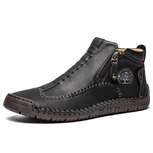 Zapatos de Cuero Casuales para Hombre - Talla Grande, Costura Artesanal y Cierre de Cremallera - Image 2