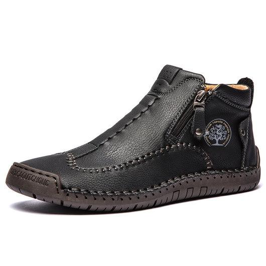 Zapatos de Cuero Casuales para Hombre - Talla Grande, Costura Artesanal y Cierre de Cremallera - Image 2