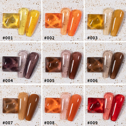 Set de 9 Esmaltes de Gel UV Ámbar - Efecto Hielo Brillante Removible - Image 2