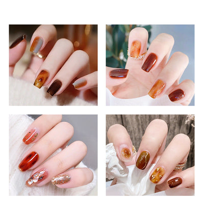 Set de 9 Esmaltes de Gel UV Ámbar - Efecto Hielo Brillante Removible - Image 4