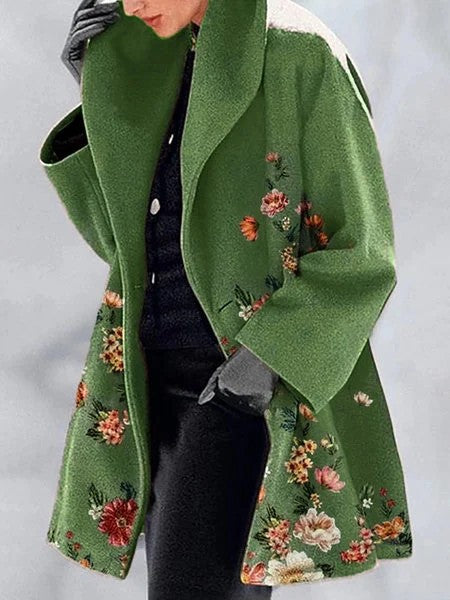 Chaqueta Tipo Blazer Cuello Verde con Estampados Universitarios Europeos y Americanos