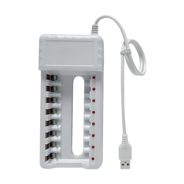 Cargador USB 8 Espacios para Pilas Recargables AA y AAA