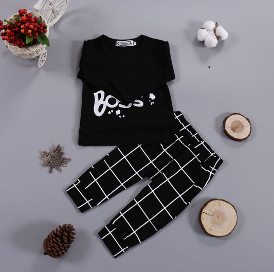 Conjunto de Dos Piezas Bebé LIKE A BOSS con Letras en Manga Larga - Image 2