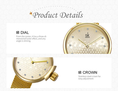 Reloj para Dama Panal Dorado y Plateado - Image 12