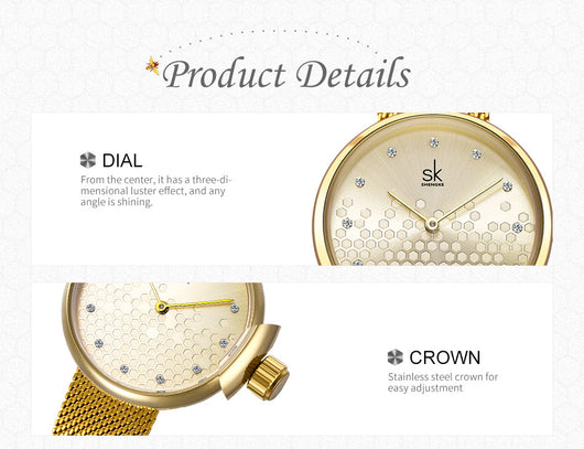 Reloj para Dama Panal Dorado y Plateado - Image 12