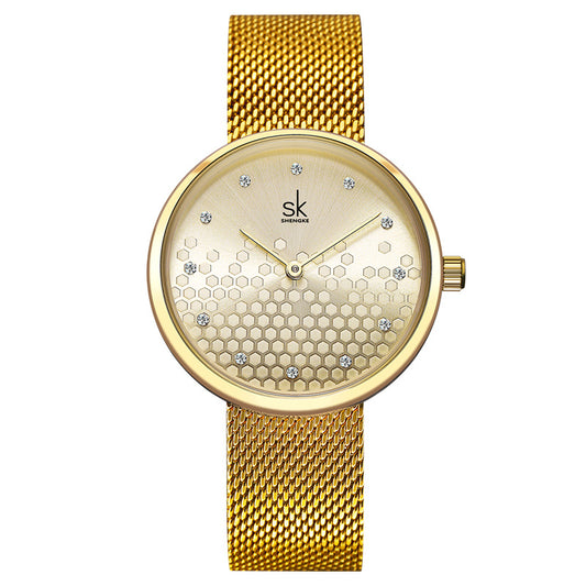 Reloj para Dama Panal Dorado y Plateado