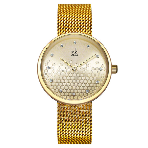 Reloj para Dama Panal Dorado y Plateado