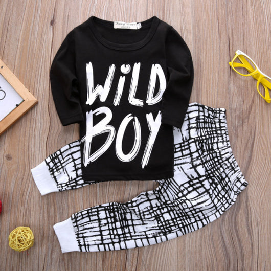 Pantalón Cuadriculado WILDBOY de Dos Piezas en Algodón para Bebés