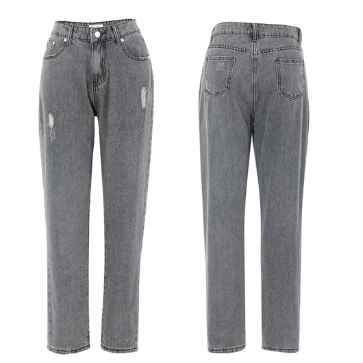 Jeans Rectos Talle Medio Azul Claro Lavado - Image 9