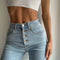 Jeans Skinny Cintura Alta con Cuatro Botones y Máximo Estiramiento