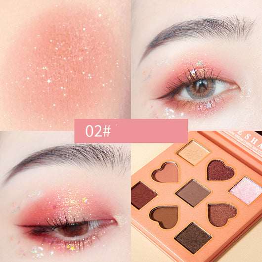 Paleta de Sombras Nacarada Nine-Color Durazno con Purpurina y Lentejuelas - Image 12