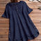 Blusa Bordada de Manga Corta con Botones