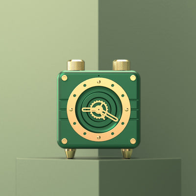 Parlante Bluetooth Retro Verde con Diseño de Reloj, Radio FM y Micrófono - Image 2