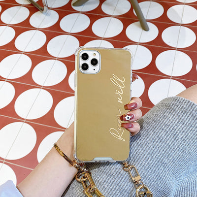 Funda Espejo Dorada con Cadena para iPhone - Protección Elegante y Funcional - Image 7