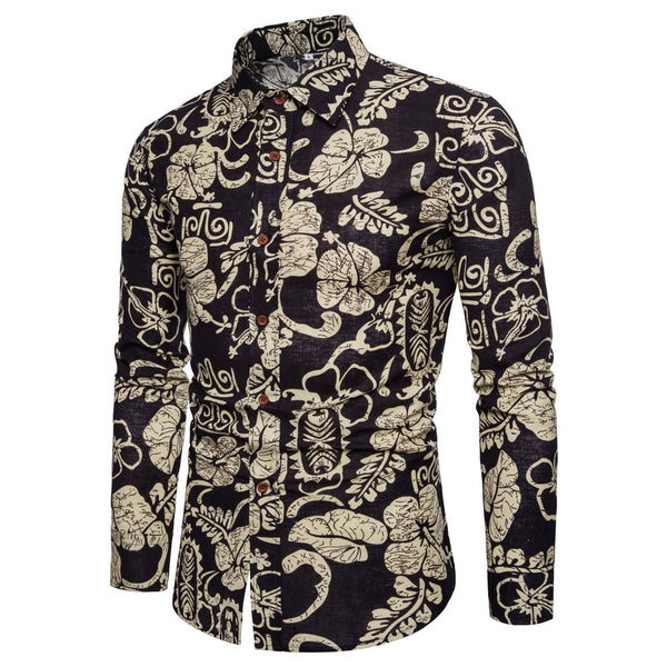 Camisa de Manga Larga con Estampado Floral para Hombre
