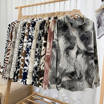 Camisa Suelta Estilo Hong Kong Retro con Estampado de Leopardo