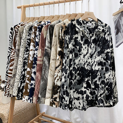 Camisa Suelta Estilo Hong Kong Retro con Estampado de Leopardo - Image 3