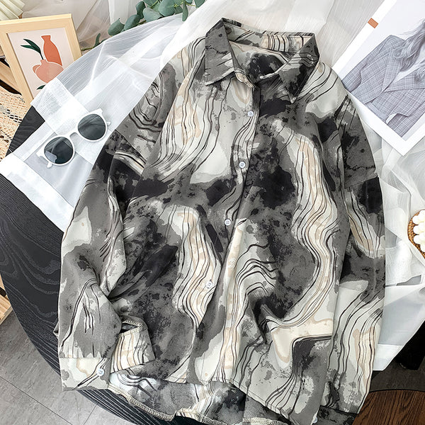 Camisa Suelta Estilo Hong Kong Retro con Estampado de Leopardo