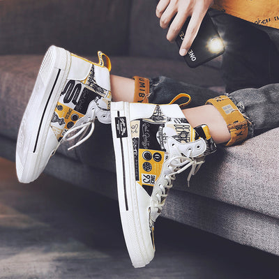 Zapatillas Altas de Lona Estilo Coreano para Hombre - Image 30