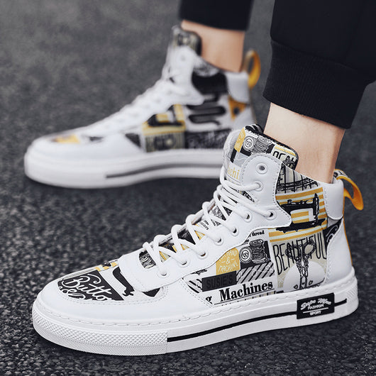 Zapatillas Altas de Lona Estilo Coreano para Hombre - Image 25